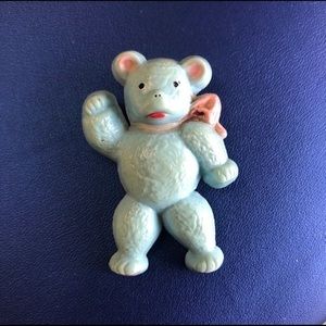 VINTAGE 1950’s BROOCH baby blue TEDDY BEAR